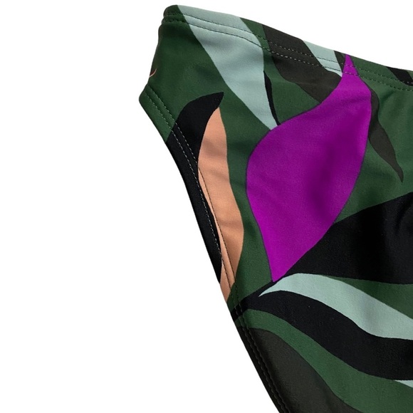 Hula Honey Olive Green Jungle Tropical Print Hipster Bikini Bottom Juniors Small - Picture 10 of 15